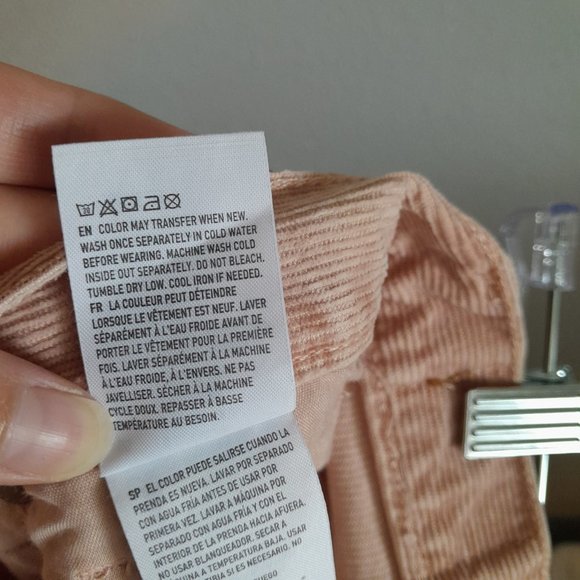 American Eagle Outfitters Mom Jean High Waist Corduroy Jeans Blush Pink Size 0 - Picture 10 of 10